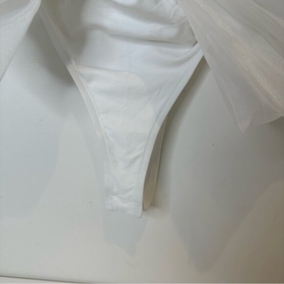 Zara Maxi Organza Fan Bodysuit Strappy Top White size S nwt - Picture 5 of 16